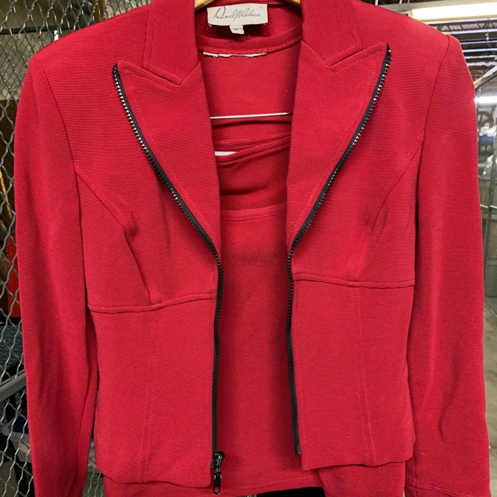 Red Suit Set - Jacket, Tank & Skirt